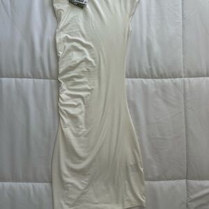 H&M White Bodycon Mini Dress Long Sleeve Crew Neck